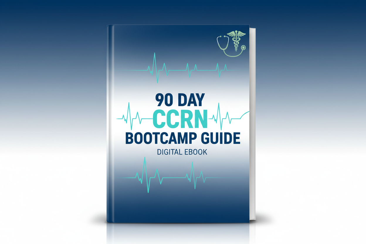 90 Day CCRN Bootcamp Guide Digital Ebook. Professional, Tall, 3D